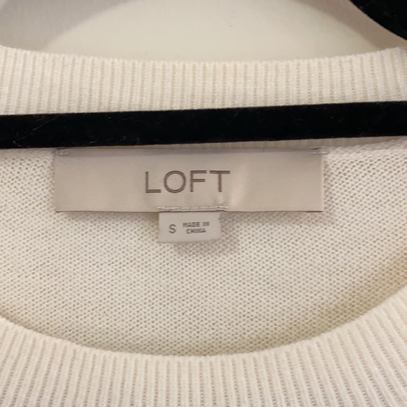 LOFT Gray & White Stripped Sweater - Picture 4 of 9